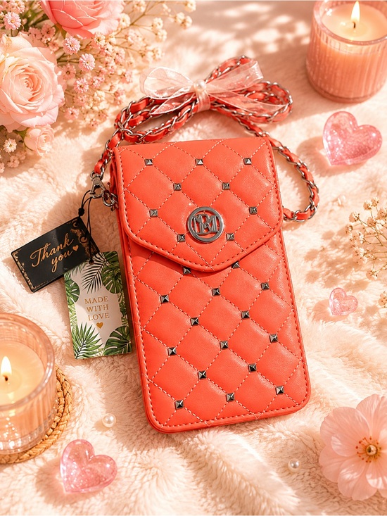 Badgley Mischka Other - Badgley Mischka Quilted Red Crossbody Phone Pouch with Chain